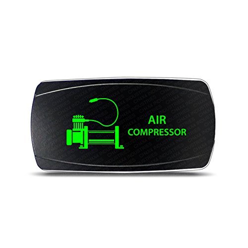CH4x4 Rocker Switch Air Compressor Symbol - Horizontal - Green LED