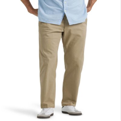 Lee Men's Extreme Motion Flat Front Regular Straight Pant Original Khaki 40W x 32L