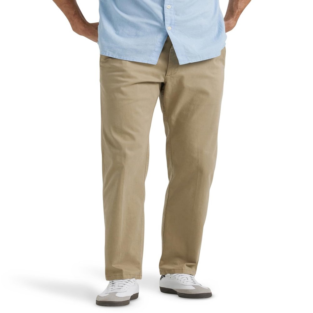 Lee Men's Extreme Motion Flat Front Regular Straight Pant Original Khaki 40W x 32L