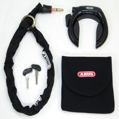 ABUS CBK-MS Pro Tectic 4960 Frame Lock, Bike Chain Locks for Fixed Mounting on a Bicycle with 85 cm Extra Chain and Bag