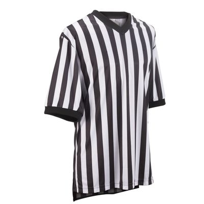 Adams USA Smitty Performance Interlocking Elite Standard V-Neck Referee Shirt (Black/White, 4X-Large)
