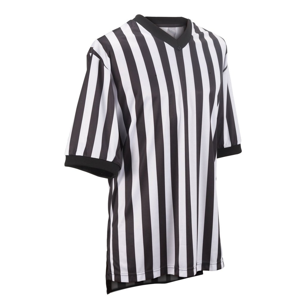 Adams USA Smitty Performance Interlocking Elite Standard V-Neck Referee Shirt (Black/White, 4X-Large)