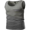 Asymmetrical Color-Block Contrast Tank Tops Gray Charcoal Size XL view 1