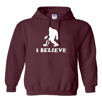 City Shirts I Believe Sasquatch Bigfoot Yeti Funny Sweatshirt Hoodie (Small, Maroon)