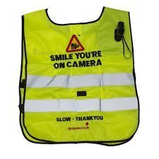 Reflective Fluorescent Tabard With Camera Fitted - S/M Smile You're On Camera