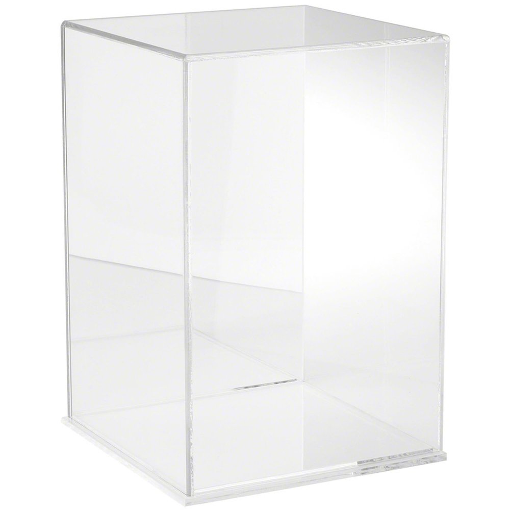 Plymor Clear Acrylic Display Case with Clear Base (Mirror Back), 10" W x 10" D x 15" H