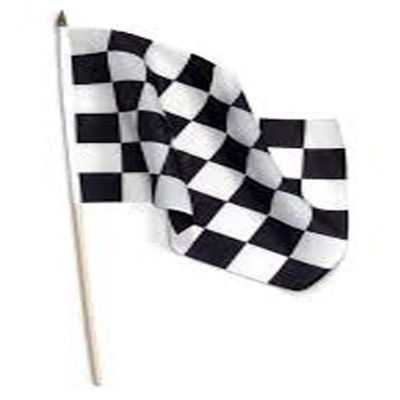12 (One Dozen) Checkered Black White Racing 12 X 18 Flag on Wood Stick