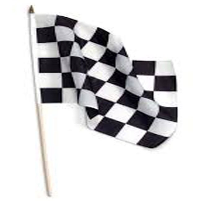 12 (One Dozen) Checkered Black White Racing 12 X 18 Flag on Wood Stick