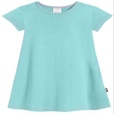 Made in USA Little Girls' Cotton Short Sleeve Cover Up Dress for Sensitive Skin SPD Sensory Friendly, Wave, 3T
