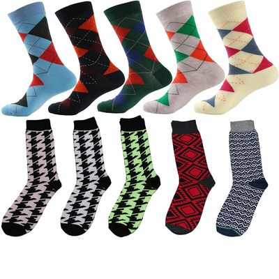 Mens Designer Dress Socks 10 Pair - Argyle and Houndstooth