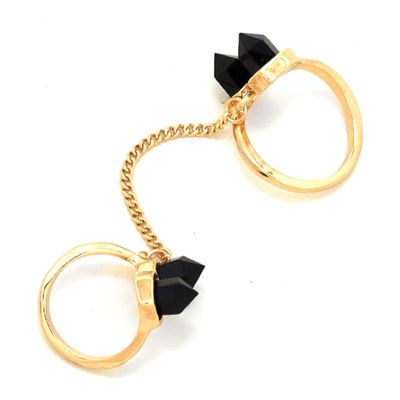Arras Creations Chained Spike Double Ring / AZRIFR136-GBK