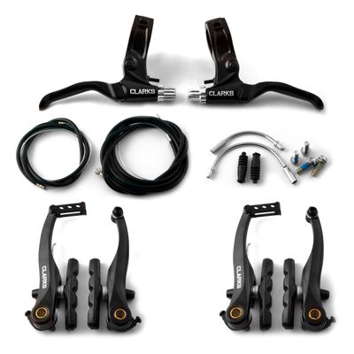 Clarks Cycle Systems Front and Rear V-Brake Calliper and Lever Brake Set, Black, One Size