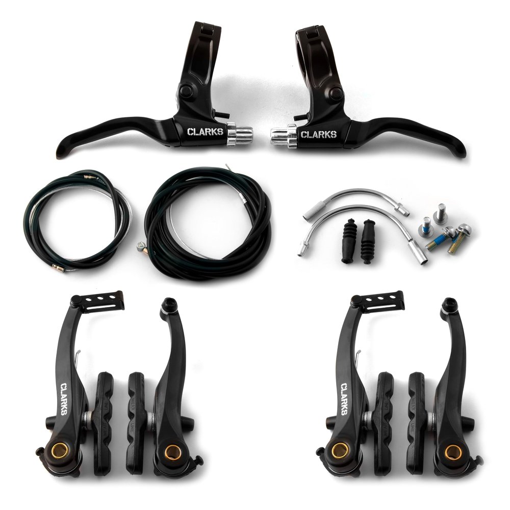 Clarks Cycle Systems Front and Rear V-Brake Calliper and Lever Brake Set, Black, One Size