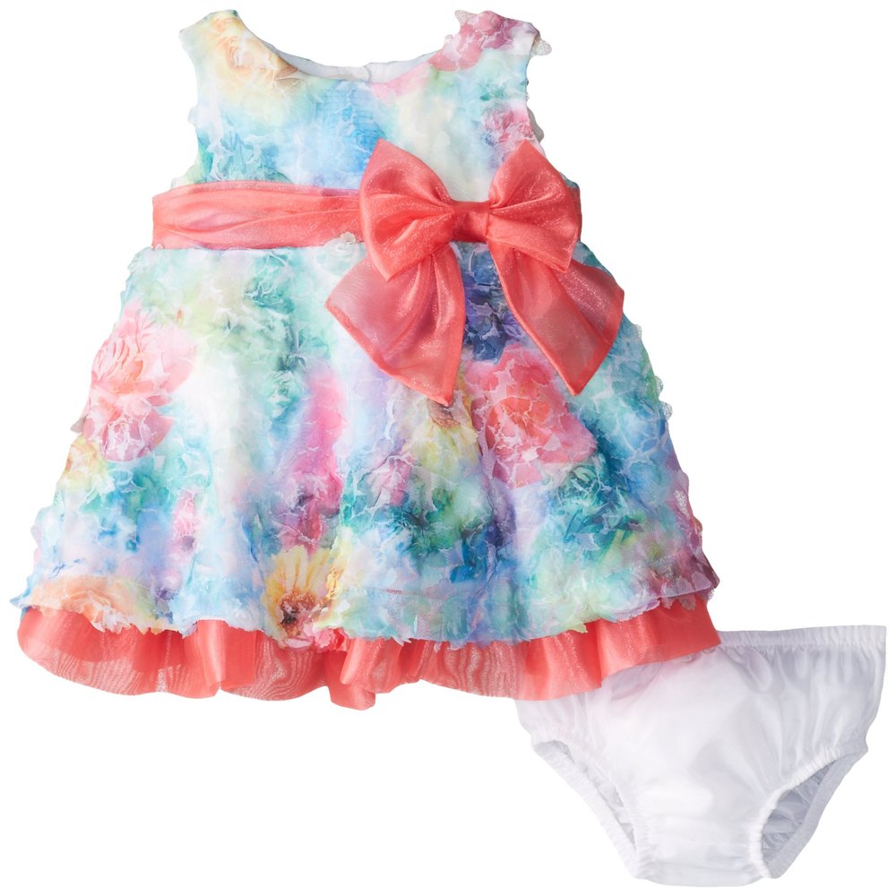 Bonnie Baby Baby-Girls Infant 12M-24M Printed Bonaz Dress (24 Months, Fuchsia)