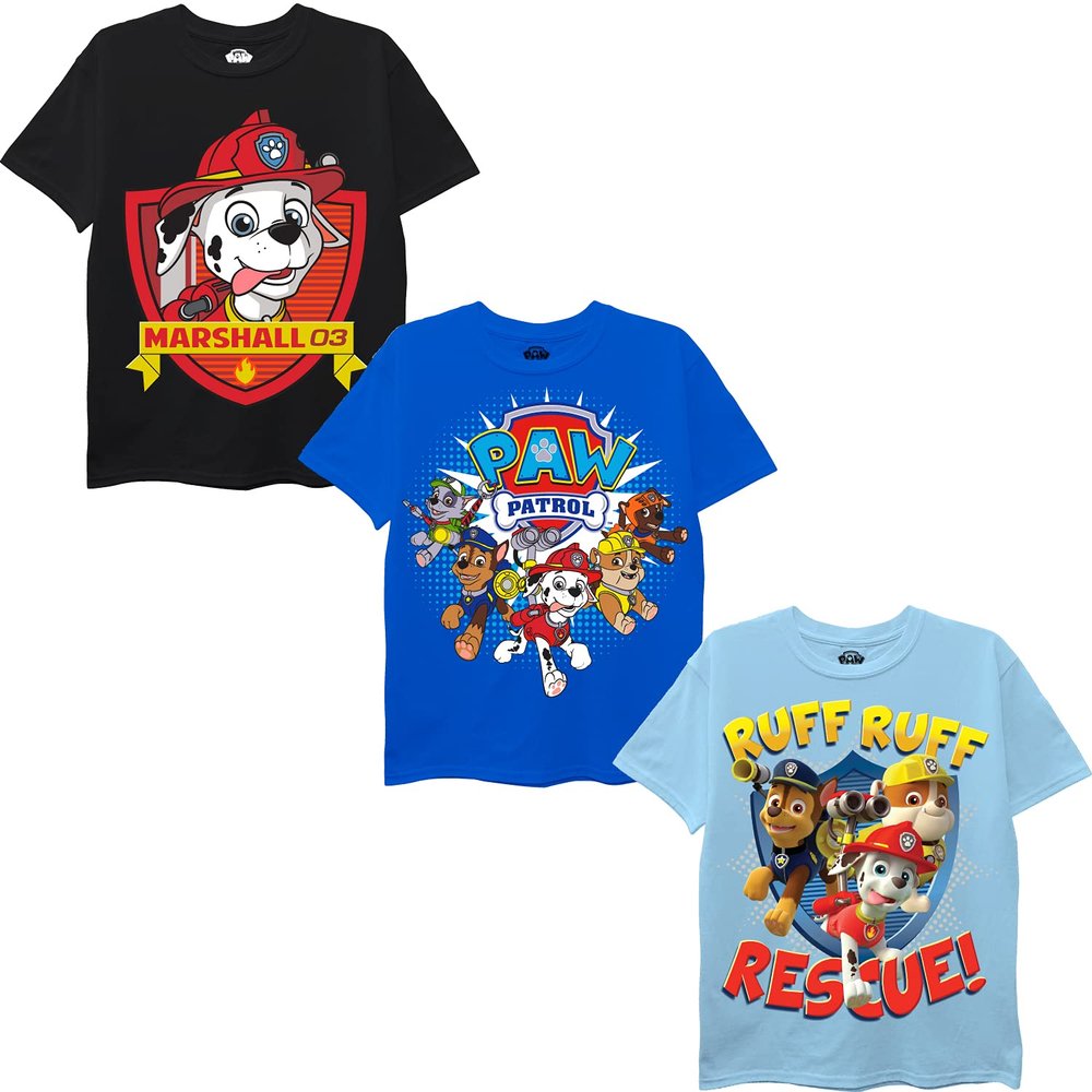 Nickelodeon baby boys Paw Patrol T-shirt 3-pack novelty infant and toddler shirts, Black/Royal/Light Blue, 2T US