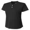 A4 Womens Tek 2-Button Henley, Medium, Black view 2