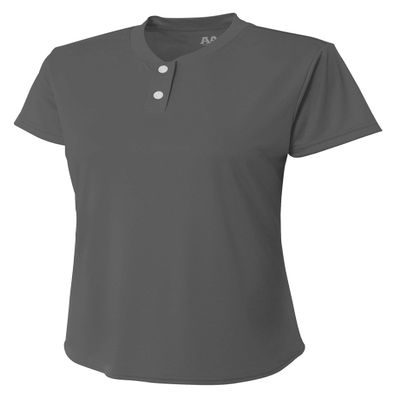 A4 Womens Tek 2-Button Henley, Medium, Graphite