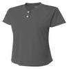 A4 Womens Tek 2-Button Henley, Medium, Graphite view 1