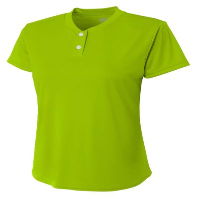 A4 Womens Tek 2-Button Henley, Large, Lime