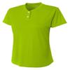 A4 Womens Tek 2-Button Henley, Large, Lime view 1