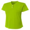 A4 Womens Tek 2-Button Henley, Large, Lime view 2