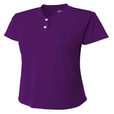 A4 Womens Tek 2-Button Henley, Medium, Purple