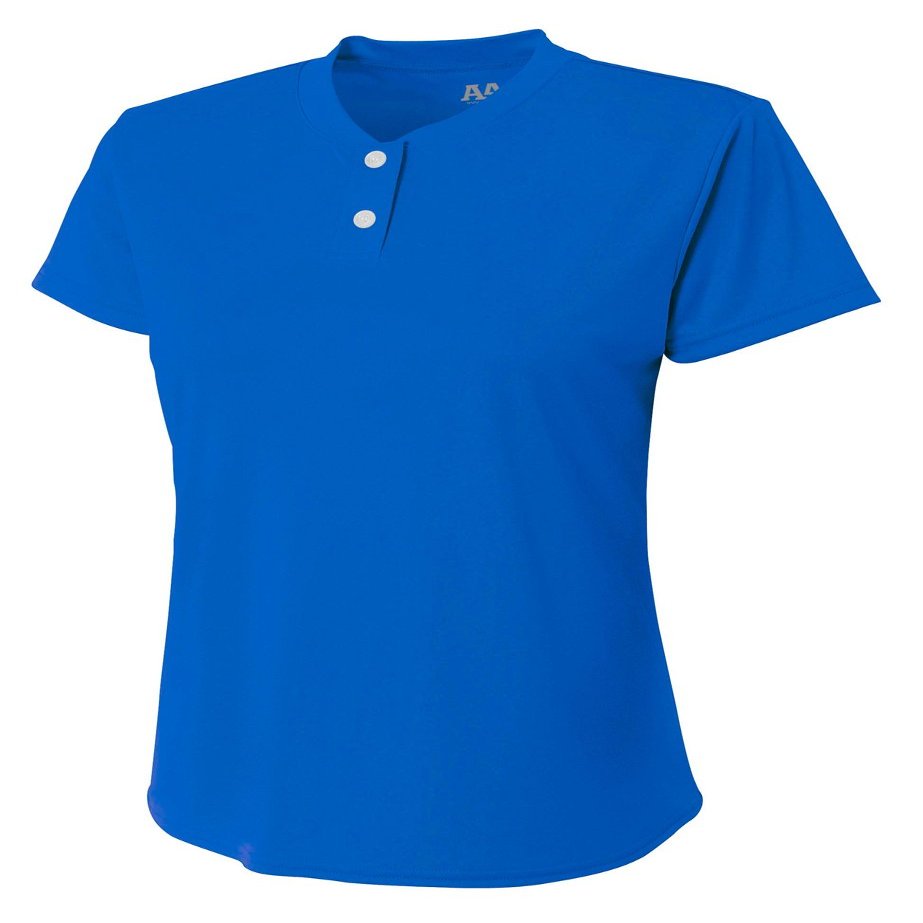 A4 Womens Tek 2-Button Henley, Large, Royal