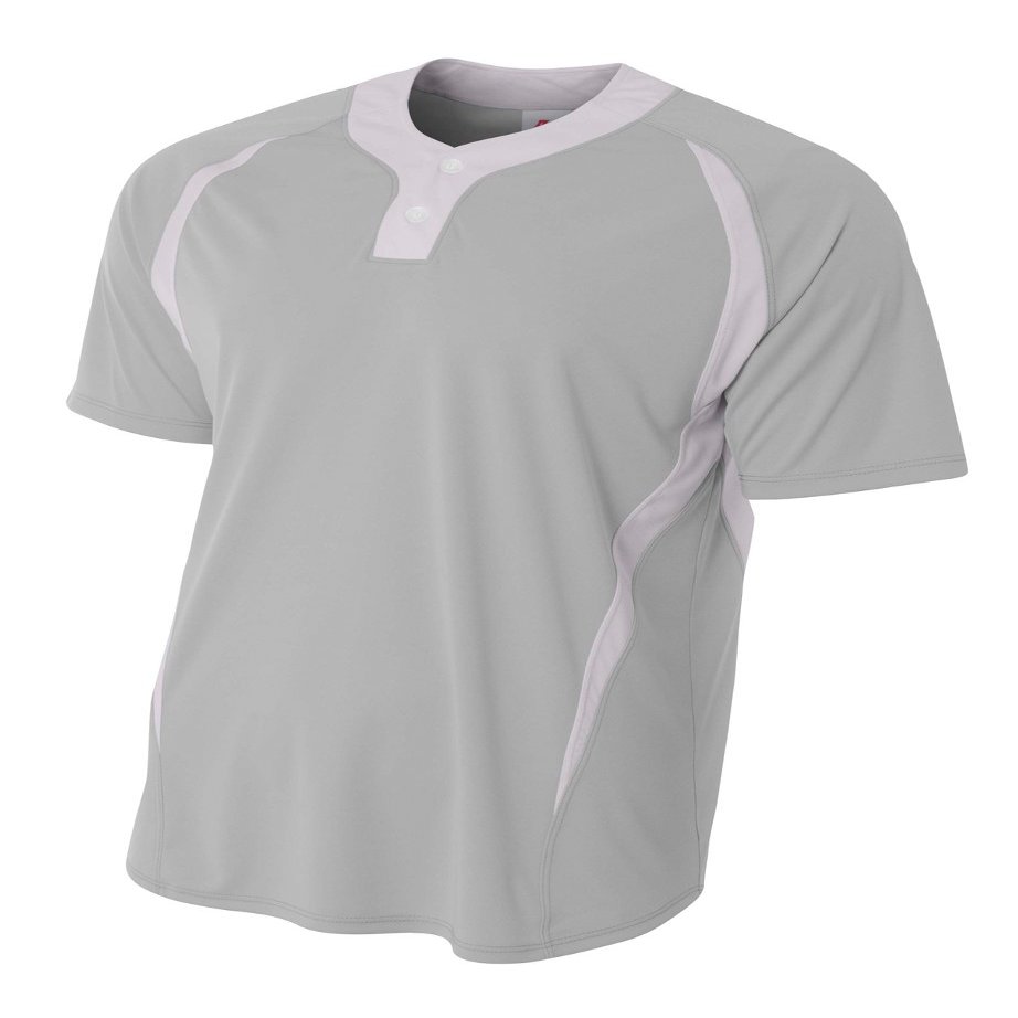 A4 NB4229-SIW 2-Button Color Block Henley Sportswear, Medium
