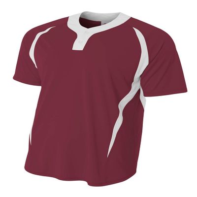 A4 Mens 2-Button Color Block Henley, 2XL, Cardinal/White