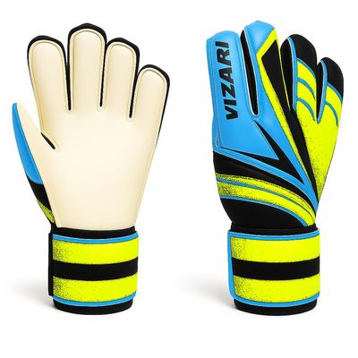 Vizari Avio F.P. Soccer Goalkeeper Gloves - Superior Grip, All Skill Levels - Non-Slip Receiver Gloves | for Kids and Adults (Blue/Green, Size 10)