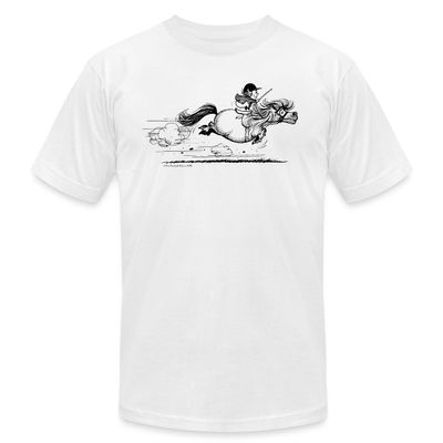 Spreadshirt Thelwell Fast Pony Sprint Equestrian Licensed Men's Jersey T-Shirt, XL, White