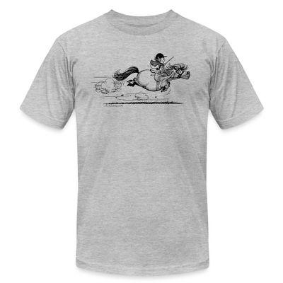 Spreadshirt Thelwell Fast Pony Sprint Equestrian Licensed Men's Jersey T-Shirt, 2XL, Heather Gray