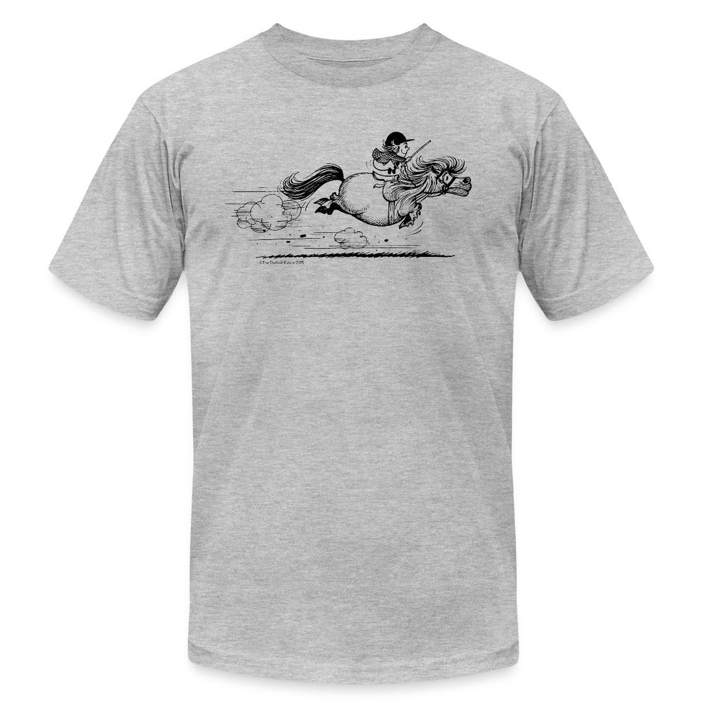 Spreadshirt Thelwell Fast Pony Sprint Equestrian Licensed Men's Jersey T-Shirt, 2XL, Heather Gray