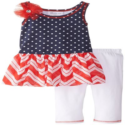 Bonnie Jean Little Girls' Navy Dot to Chiffon Legging Set (2T)