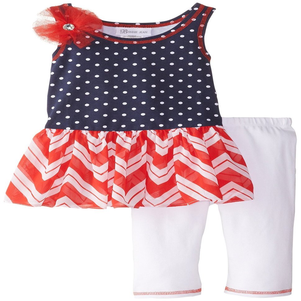 Bonnie Jean Little Girls' Navy Dot to Chiffon Legging Set (2T)