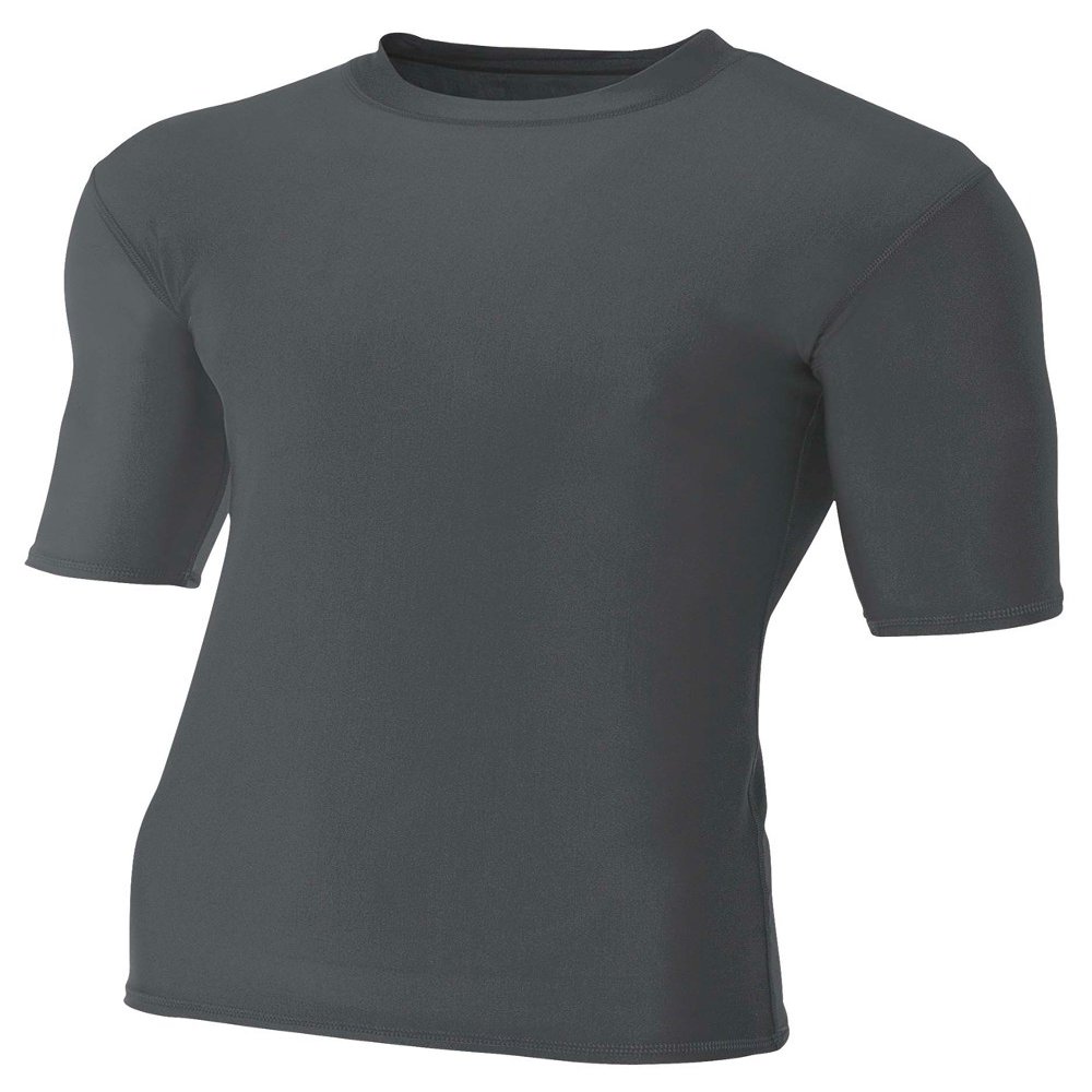 A4 Men's Compression Crew 1/2 Sleeve, Graphite, 3X-Large