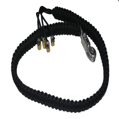 Biker Whip 36" ALL Black King Cobra Double Weave with Silver Punisher Skulls .45 Cal Casing
