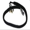 Biker Whip 36" ALL Black King Cobra Double Weave with Silver Punisher Skulls .45 Cal Casing view 1