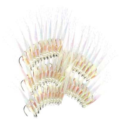 Hayashi Fishing Equipment Seisakusho, 50 Pieces, New Aurora U-Leather and White Fur, Round White Needles, No. 8