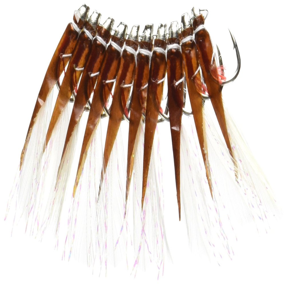 Hayashi Fishing Equipment Seisakusho, 50 Pieces, TOSA Cabaret, Brown Leather, White Fur, Round White Needles, No. 8