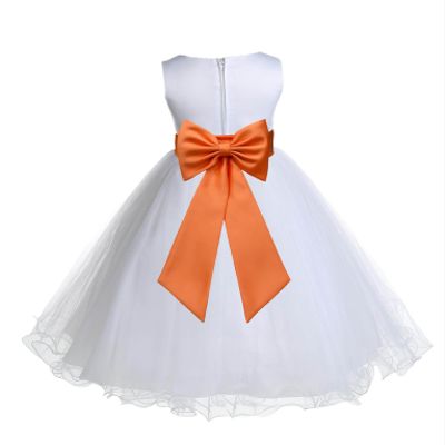 Wedding Pageant White Flower Girl Rattail Edge Tulle Dress 829t 2