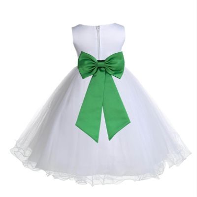 Wedding Pageant White Flower Girl Rattail Edge Tulle Dress 829t 4