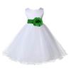 Wedding Pageant White Flower Girl Rattail Edge Tulle Dress 829t 4 view 2