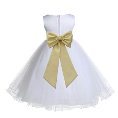 Wedding Pageant White Flower Girl Rattail Edge Tulle Dress 829t m