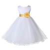 Wedding Pageant White Flower Girl Rattail Edge Tulle Dress 829t m view 2