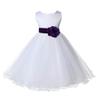 Wedding Pageant White Flower Girl Rattail Edge Tulle Dress 829t 4 view 2