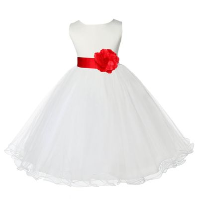 Wedding Pageant Ivory Flower Girl Rattail Edge Tulle Dress 829T 10