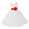 Wedding Pageant Ivory Flower Girl Rattail Edge Tulle Dress 829T 10 view 1