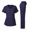 Dagacci Medical Uniform Women's Scrubs Set Stretch Ultra Soft Y-Neck Wrap Top and Pants Navy XL view 1