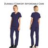 Dagacci Medical Uniform Women's Scrubs Set Stretch Ultra Soft Y-Neck Wrap Top and Pants Navy XL view 2